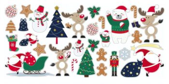 Krásna vianočná zostava nálepiek na stenu