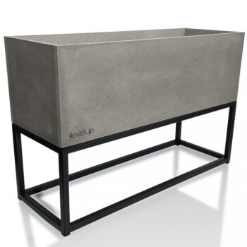 Krásny kovový kvetináč v šedej farbe s hladkým povrchom LOFT FIORINO 62X22X40 cm