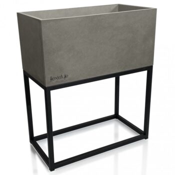 Krásny široký kovový kvetináč v šedej farbe LOFT FIORINO 42X22X50 cm