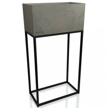 Krásny široký kovový kvetináč v šedej farbe na vysokých nožičkách LOFT FIORINO 42X22X80 cm