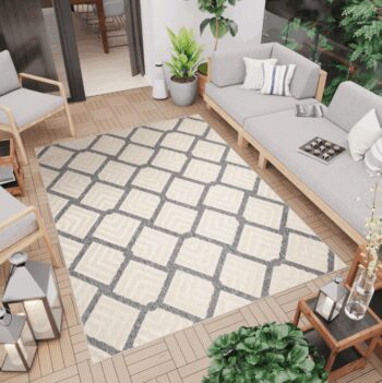 Krémovo-sivý koberec CANSAS s 3D efektom a geometrickým vzorom Šírka: 120 cm | Dĺžka: 170 cm
