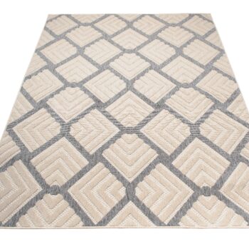 Krémovo-sivý koberec CANSAS s 3D efektom a geometrickým vzorom Šírka: 200 cm | Dĺžka: 300 cm