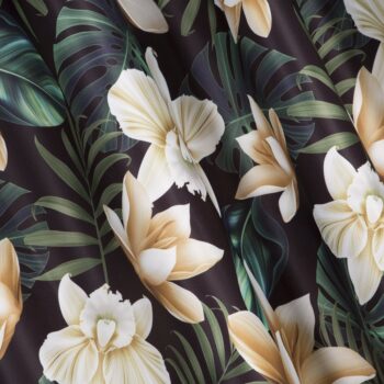 Krémovo zelený dvojfarebný záves s motívom kvetov Dĺžka: 250 cm