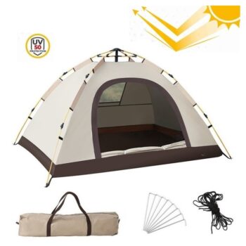 Krémový kempingový stan pre 2-3 osoby 200 x 140 x 115 cm
