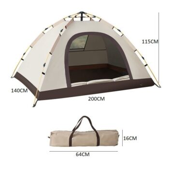Krémový kempingový stan pre 2-3 osoby 200 x 140 x 115 cm
