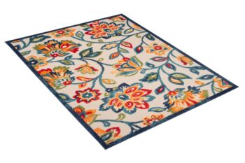 Krémový terasový koberec s farebnými kvetami Šírka: 140 cm | Dĺžka: 200 cm