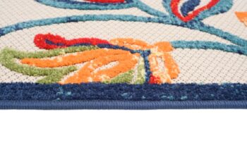 Krémový terasový koberec s farebnými kvetami Šírka: 140 cm | Dĺžka: 200 cm