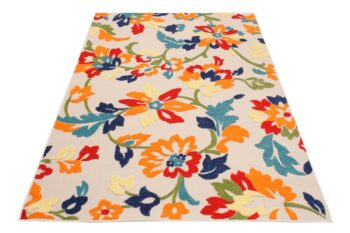 Krémový terasový koberec so vzorom farebných kvetov Šírka: 120 cm | Dĺžka: 170 cm