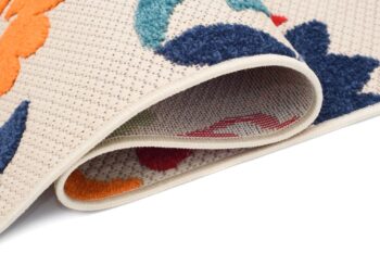 Krémový terasový koberec so vzorom farebných kvetov Šírka: 140 cm | Dĺžka: 200 cm