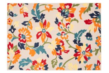 Krémový terasový koberec so vzorom farebných kvetov Šírka: 160 cm | Dĺžka: 230 cm