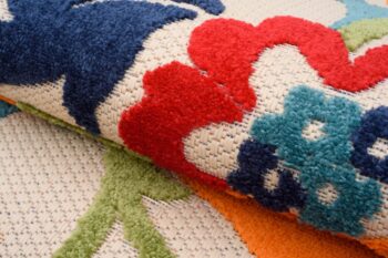 Krémový terasový koberec so vzorom farebných kvetov Šírka: 80 cm | Dĺžka: 150 cm