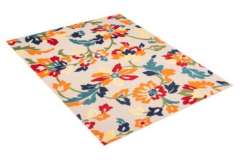 Krémový terasový koberec so vzorom farebných kvetov Šírka: 80 cm | Dĺžka: 200 cm