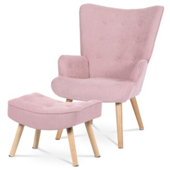 Kreslo s podnožkou PINK2, ružová