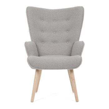 Kreslo s ušami Bouclé GREY2, šedá