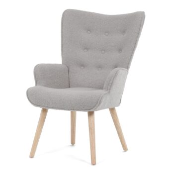 Kreslo s ušami Bouclé GREY2, šedá
