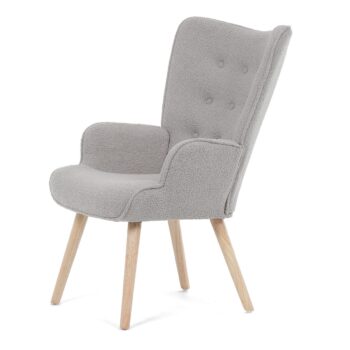 Kreslo s ušami Bouclé GREY2, šedá