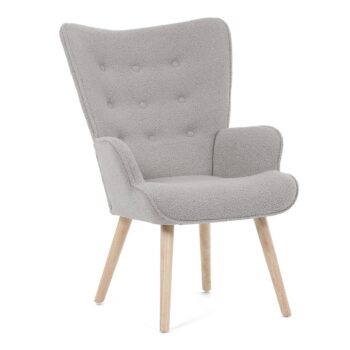 Kreslo s ušami Bouclé GREY2, šedá