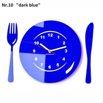 Kuchynské nástenné hodiny tanier s príborom biela