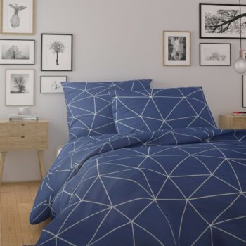 Kvalitex Bavlnené obliečky Nordic Grid modrá, 140 x 200 cm, 70 x 90 cm