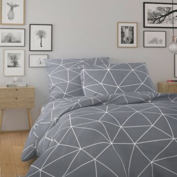 Kvalitex Bavlnené obliečky Nordic Grid sivá, 240 x 220 cm, 2 ks 70 x 90 cm
