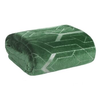 Kvalitná a hrejivá zelená deka so strieborným geometrickým vzorom 150 × 200 cm