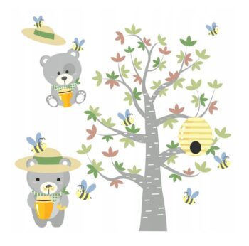 Kvalitná detská nálepka na stenu medvede a včely 100 x 200 cm