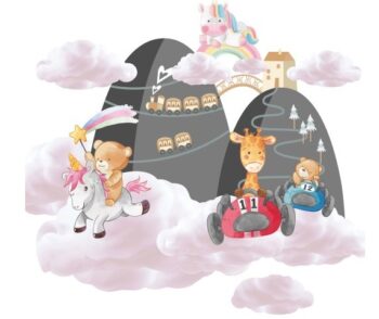 Kvalitná detská nálepka na stenu rozprávkových zvieratiek 80 x 160 cm