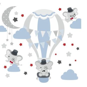Kvalitná nálepka na stenu do detskej izby lietajúci sloníci 150 x 300 cm