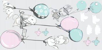 Kvalitná veľká nálepka na stenu zajačikovania a balóny 150 x 300 cm