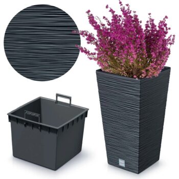 Kvetináč FURU SQUARE 24 cm, antracitová, 24 cm