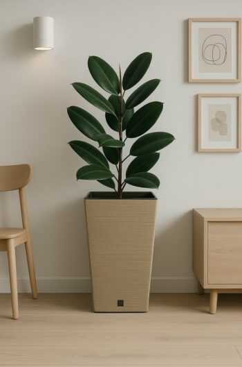 Kvetináč FURU SQUARE ECO WOOD s vložkou 24 cm,hnedá, S