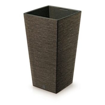 Kvetináč FURU SQUARE ECO WOOD s vložkou 24 cm,tmavě hnědá, S