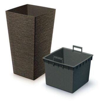 Kvetináč FURU SQUARE ECO WOOD s vložkou 30 cm,tmavohnedý, M