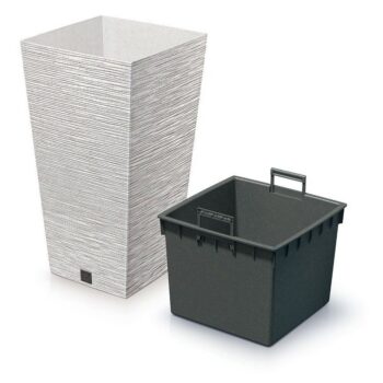 Kvetináč FURU SQUARE ECO WOOD s vložkou 39,5 cm,biela ECO, L