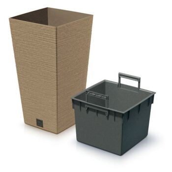 Kvetináč FURU SQUARE ECO WOOD s vložkou 39,5 cm,hnedá, L