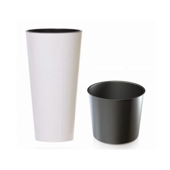 Kvetináč TUBUS SLIM s vložkou 30 cm, biela matná, 30 cm