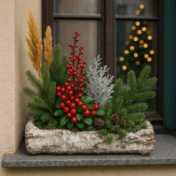 Kvetináč - truhlík, imitácia brezy, 32 x 12 x 8 cm, 32 cm