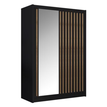 Predstavujeme vám šatníkovú skriňu s posuvnými dverami Ladder 150 v elegantnom prevedení čierna/dub craft, ktorá je ideálnym riešením pre moderné interiéry. Táto skriňa značky KONDELA ponúka praktické a štýlové úložné priestory, ktoré sa hodia do každej domácnosti.