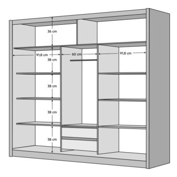 Šatníková skriňa s posuvnými dverami Ladder 250 v elegantnom prevedení biela/dub craft je ideálnym riešením pre moderné interiéry. Táto priestranná skriňa s rozmermi 250 cm na šírku, 215 cm na výšku a 61 cm do hĺbky ponúka dostatok úložného priestoru pre vaše oblečenie a doplnky…
