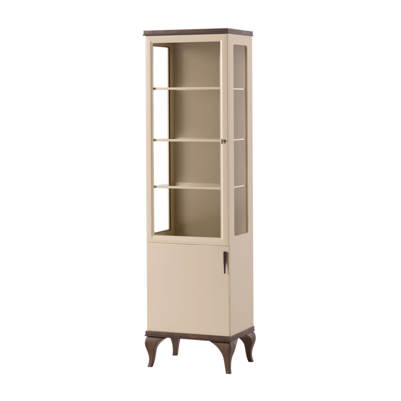 TARANKO Lagos LA-W1/2 L rustikálna vitrína s osvetlením kašmír Lagos / dub Lagos Jedinečným a praktickým kúskom Vašej obývačky sa stane rustikálna vitrína s osvetlením LAGOS LA-W1/2 L. Rozmery vitríny sú (ŠxHxV): 55,7x41,7x205 cm. Vyrobená je v krásnom prevedení kašmír Lagos v kombinácii s dubom Lagos, ktoré spolu dokonale ladia. Dvierka skrine sú doplnené pre jednoduchšiu…