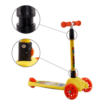 Detská kolobežka s osvetlením Laoma v žlto-oranžovom prevedení je ideálnym spoločníkom pre deti vo veku od 6 do 12 rokov. Táto moderná kolobežka značky KONDELA kombinuje štýlový dizajn s praktickými funkciami, ktoré zaručujú bezpečnosť a zábavu pri jazde.