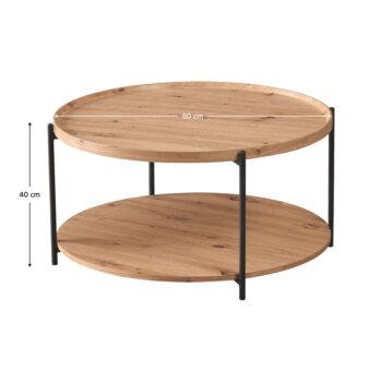 Konferenčný stolík Lapis v elegantnom prevedení dub artisan a čierna je ideálnym doplnkom pre moderné interiéry. Tento okrúhly stolík s priemerom 80 cm a výškou 40 cm ponúka dostatok priestoru na umiestnenie dekorácií, časopisov či občerstvenia počas stretnutí s priateľmi alebo…