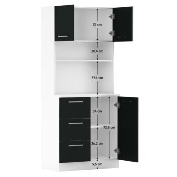 Vneste do svojho domova poriadok a štýl s trojdverovým kredencem LASET NEW! Tento elegantný kus nábytku je vyrobený z laminovanej DTD s hrúbkou 1,6 cm a vyniká modernou kombináciou bielej a čiernej farby, ktorá priestoru dodá sviežosť a súčasný vzhľad.…