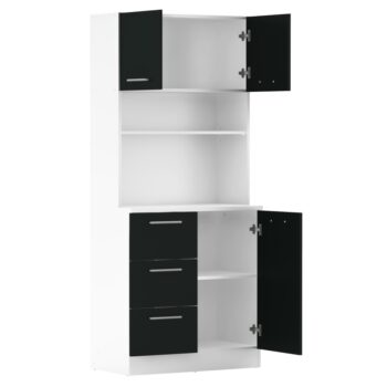 Vneste do svojho domova poriadok a štýl s trojdverovým kredencem LASET NEW! Tento elegantný kus nábytku je vyrobený z laminovanej DTD s hrúbkou 1,6 cm a vyniká modernou kombináciou bielej a čiernej farby, ktorá priestoru dodá sviežosť a súčasný vzhľad.…