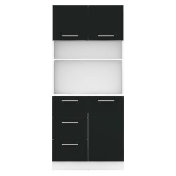 Vneste do svojho domova poriadok a štýl s trojdverovým kredencem LASET NEW! Tento elegantný kus nábytku je vyrobený z laminovanej DTD s hrúbkou 1,6 cm a vyniká modernou kombináciou bielej a čiernej farby, ktorá priestoru dodá sviežosť a súčasný vzhľad.…