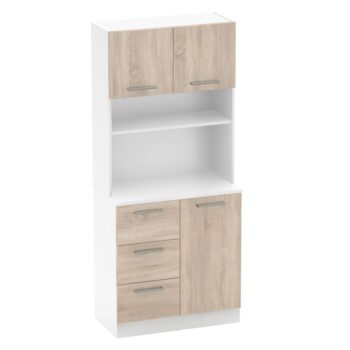 Vneste do svojho domova poriadok a štýl s trojdverovým kredencem LASET NEW! Tento elegantný kus nábytku je vyrobený z laminovanej DTD s hrúbkou 1,6 cm a vyniká modernou kombináciou bielej a dub sonoma farby, ktorá priestoru dodá sviežosť a súčasný…