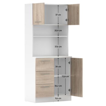 Vneste do svojho domova poriadok a štýl s trojdverovým kredencem LASET NEW! Tento elegantný kus nábytku je vyrobený z laminovanej DTD s hrúbkou 1,6 cm a vyniká modernou kombináciou bielej a dub sonoma farby, ktorá priestoru dodá sviežosť a súčasný…