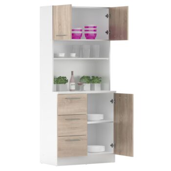 Vneste do svojho domova poriadok a štýl s trojdverovým kredencem LASET NEW! Tento elegantný kus nábytku je vyrobený z laminovanej DTD s hrúbkou 1,6 cm a vyniká modernou kombináciou bielej a dub sonoma farby, ktorá priestoru dodá sviežosť a súčasný…