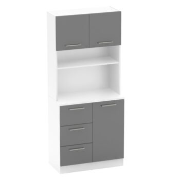 Vneste do svojho domova poriadok a štýl s trojdverovým kredencem LASET NEW! Tento elegantný kus nábytku je vyrobený z laminovanej DTD s hrúbkou 1,6 cm a vyniká modernou kombináciou bielej a grafitovej farby, ktorá priestoru dodá sviežosť a súčasný…