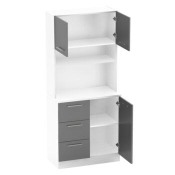 Vneste do svojho domova poriadok a štýl s trojdverovým kredencem LASET NEW! Tento elegantný kus nábytku je vyrobený z laminovanej DTD s hrúbkou 1,6 cm a vyniká modernou kombináciou bielej a grafitovej farby, ktorá priestoru dodá sviežosť a súčasný…